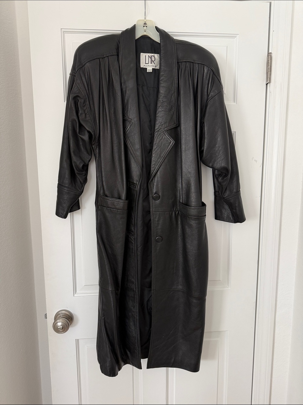 Black Long Leather Trench Coat for Women